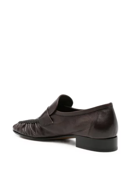 Pantofi loafer The Row din piele cu volane maro