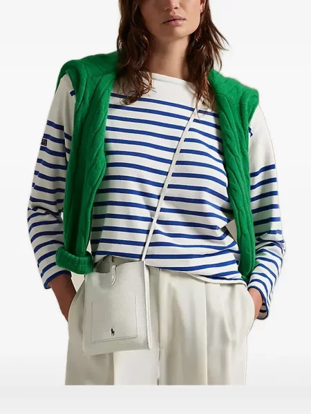 Iš natūralios odos spragtelėti glaustinukė Polo Ralph Lauren balta