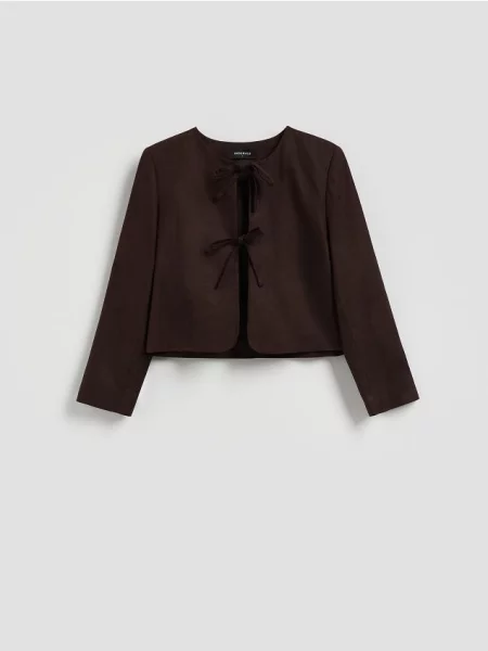 Reserved Жилет для костюма з льону темно коричневий