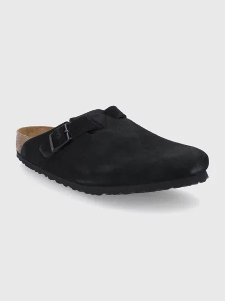 Semišové pantofle Birkenstock Boston černá