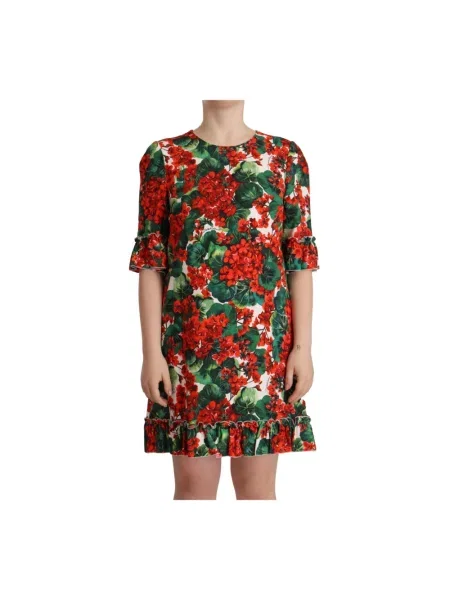 Sukienka mini Dolce And Gabbana z nadrukiem biznesowa czerwona