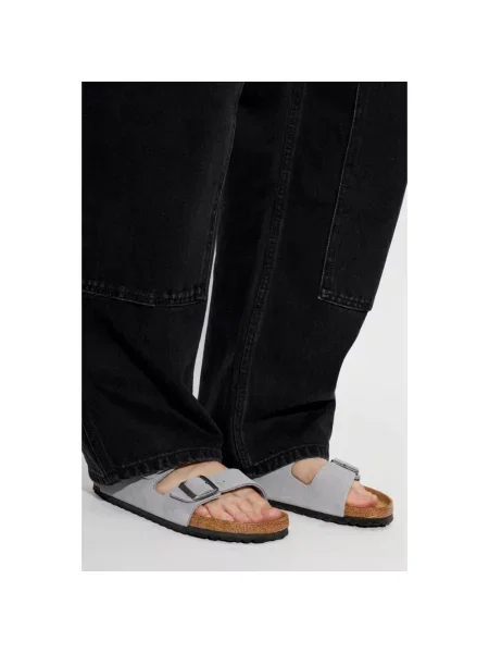 Klapki Birkenstock zamszowe szare