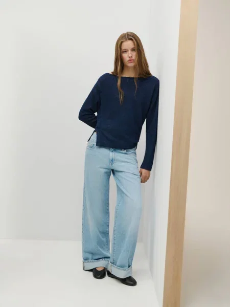 Sweter z lureksu z Teen L MANGO TEEN granatowy