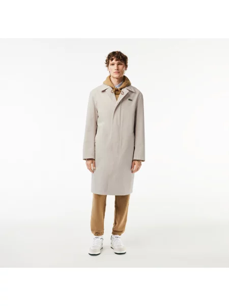 Lacoste Lekki Wodoodporny Płaszcz Przeciwdeszczowy Z Bawełny Twill szary