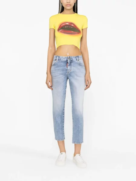 Džinsai Dsquared2 apkarpytas mėlyna