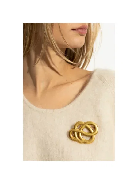 Lniana broszka By Malene Birger z logo żółta