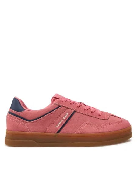 Велурени маратонки Tommy Jeans THE GREENWICH SUEDE розово