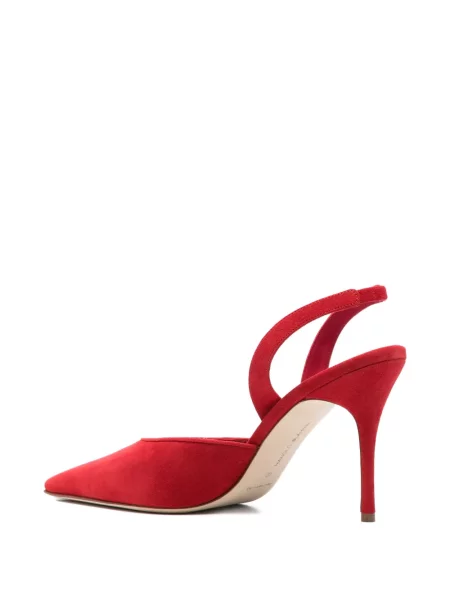 Pantofi cu toc Manolo Blahnik din piele de căprioară slingback roșu