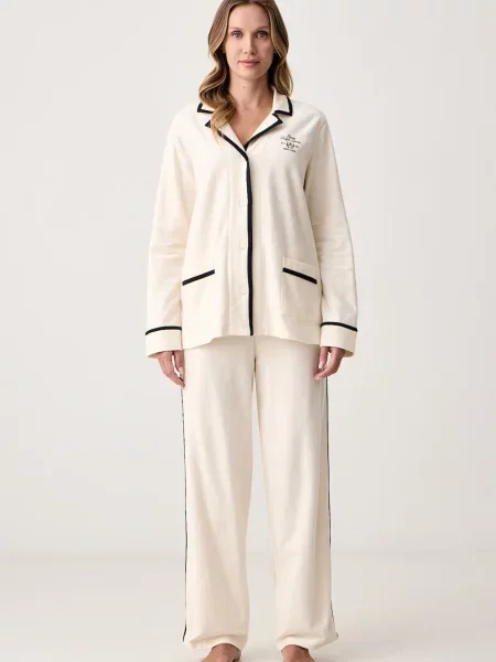 Lauren Ralph Lauren dvoudílné pyžamo béžové