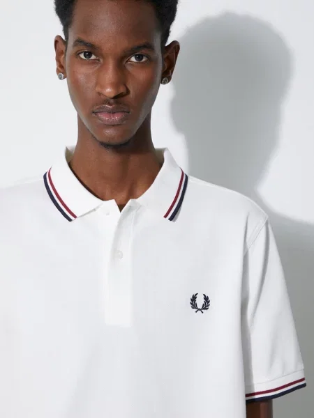 Fred Perry polo Twin Tipped Shirt z aplikacją biały