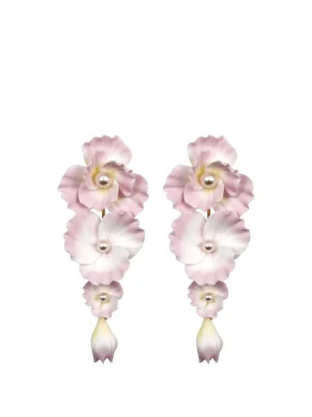 Cercei Jennifer Behr cu model floral roz
