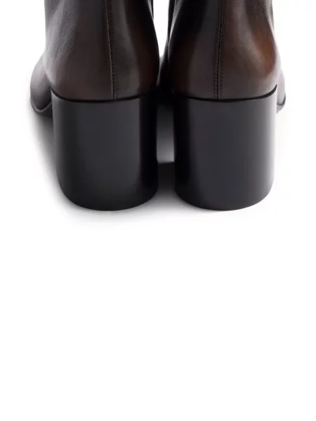 Kožené kotníkové boty Miu Miu hnědé