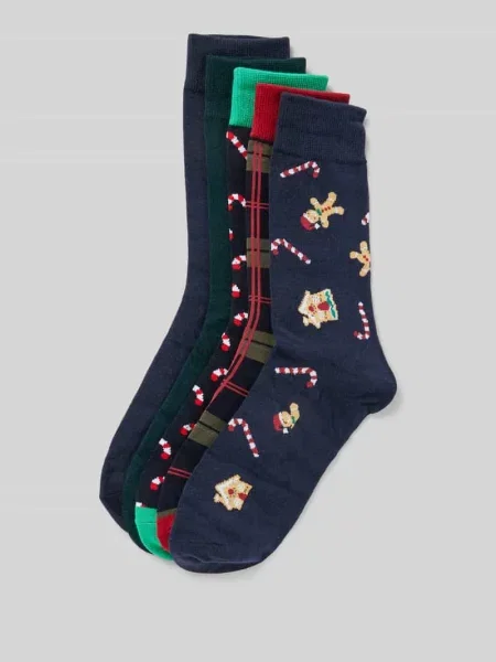Skarpety z detalem z logo w zestawie 5 szt. model ‘XMAS CANDY’ Jack&jones