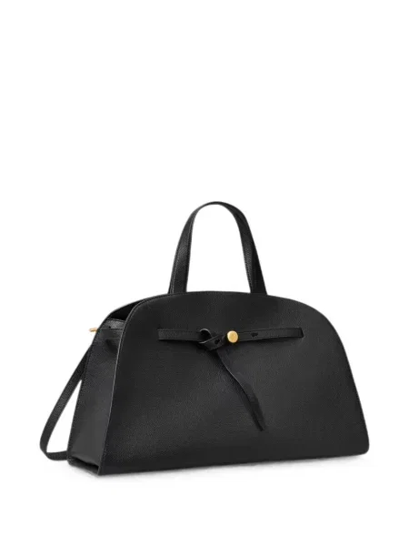 Кожена шопинг чанта Tory Burch с автограф черно
