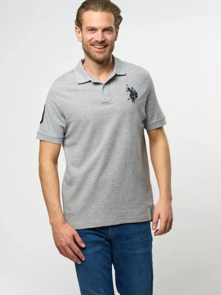 U.S. POLO ASSN. Tričko Alfredo tmavě modrá / melír šedý