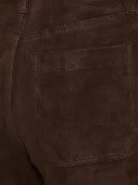 Pantaloni palazzo Frame din piele de căprioară maro