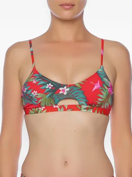 Top Banana Moon cu model floral cu imagine roșu