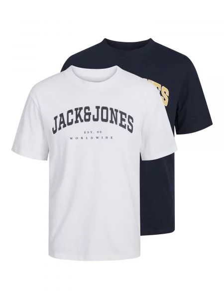JACK & JONES Tričko JJECaleb námořnická modř / citronová bílá