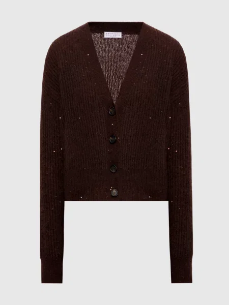 Кардиган з паєтками Brunello Cucinelli коричневий