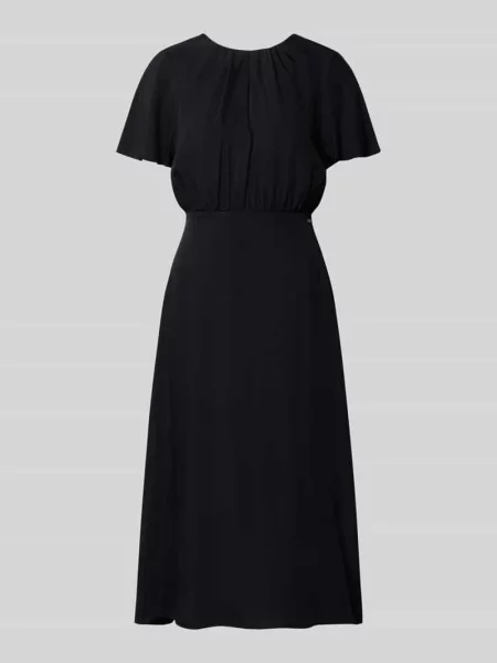 Sukienka midi z marszczeniami Armani Exchange czarna