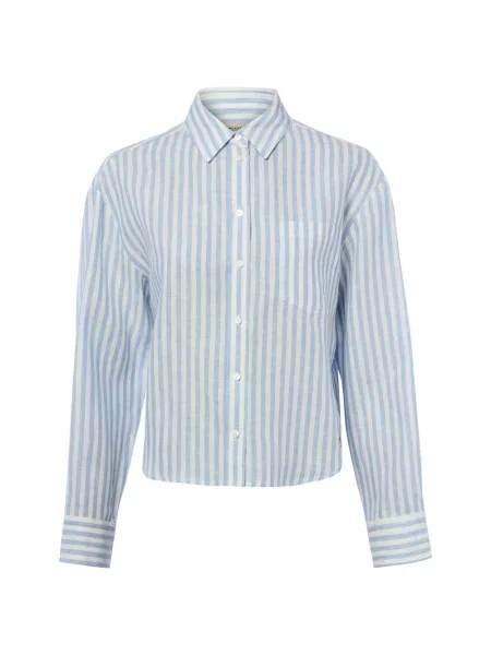 Weekend Max Mara Lniana bluzka WKDAlbatro Kobiety len w paski 34 niebieski