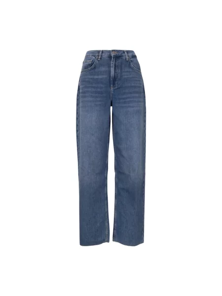 Szerokie jeansy Liu Jo z frędzli niebieskie