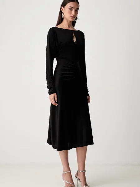 Pinko rochie evazată din acetat negru