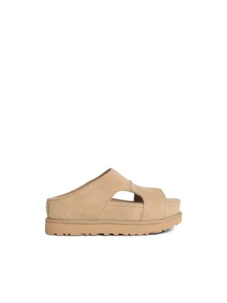 UGG klapki zamszowe W Goldenstar Hi Cutout Slide beżowe
