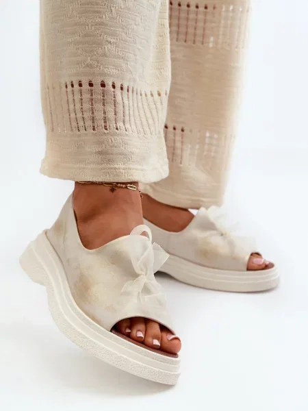 Сандали Zazoo с панделка златисто