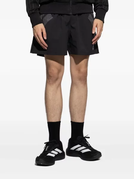 Semišové reflexní kraťasy Adidas s kulatým výstřihem černé