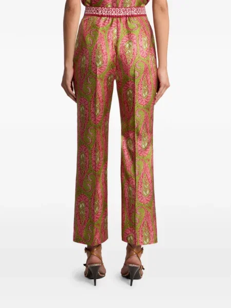 Pantaloni Etro cu model paisley verde