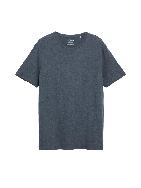 Melanżowy T-shirt z miękkiej mieszanki bawełny niebieska