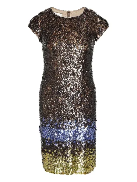 Rochie mini Oscar De La Renta scurtă de costum maro