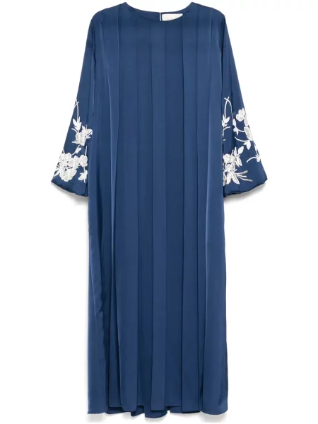 Rochie Shatha Essa cu broderie cu model floral de costum albastru