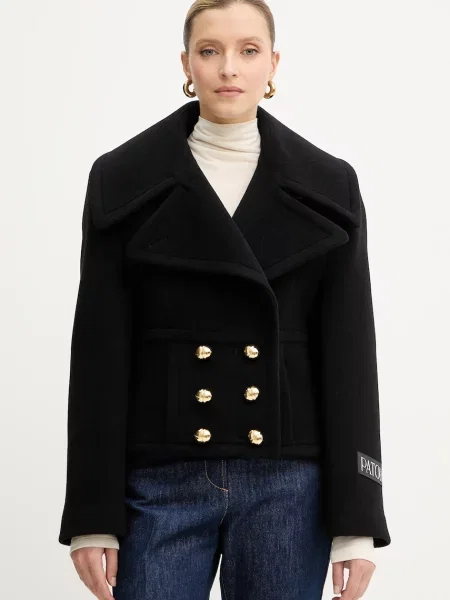 Palton Patou de lână negru