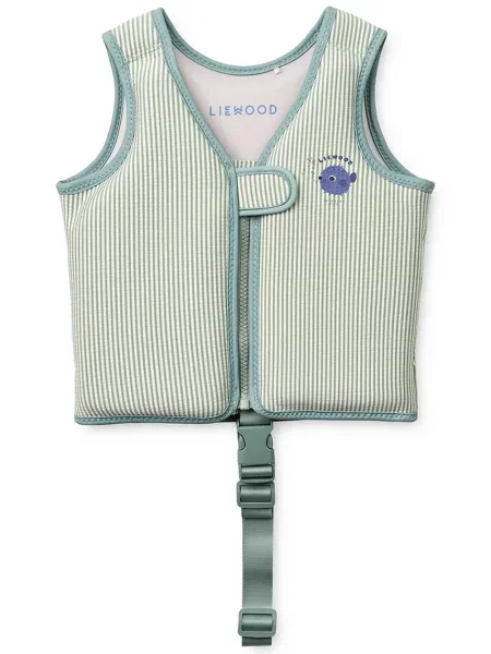 Liewood plavecká vesta Dove Seersucker Swim Vest zelená