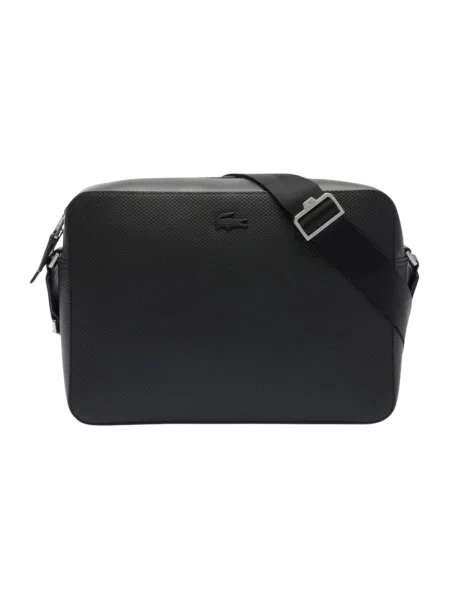 Torba crossbody Lacoste skórzana czarna