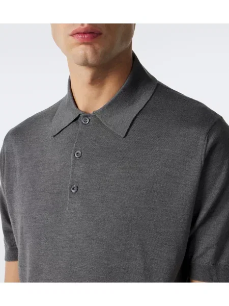 Tricou polo Prada de mătase gri