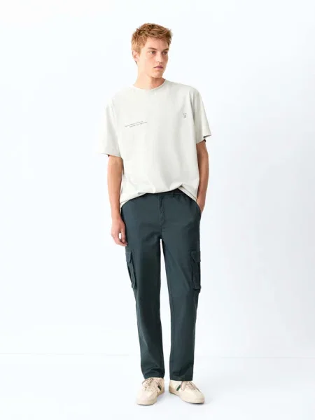 Spodnie o prostym kroju cargo Teen S MANGO TEEN granatowy
