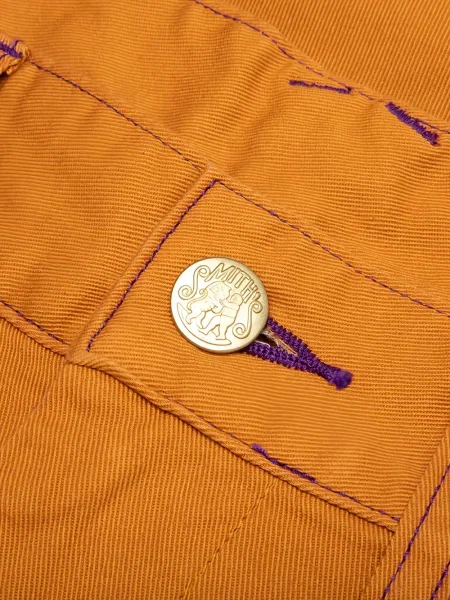 Pantaloni Needles cu broderie din țesătură twill portocaliu