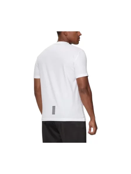 T-shirt z nadrukiem etykiety Ea7 Emporio Armani biała