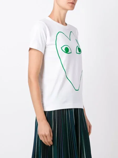 Tričko Comme Des Garçons Play s potiskem bílé