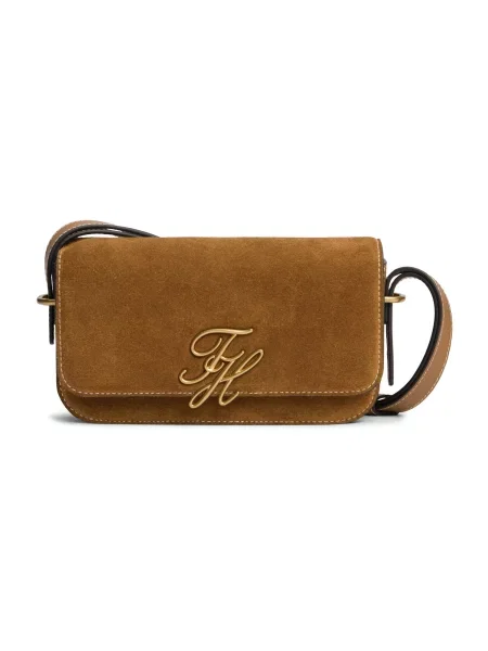 Geantă Tommy Hilfiger Script Leather Crossover Suede maro