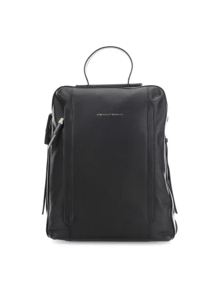 Torebka skórzana Piquadro skórzana z kieszenią przednią czarna