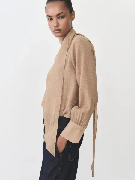 Блуза MANGO бежевий