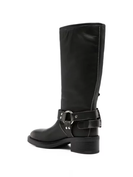 Botine Gisel B din piele cu cataramă negru