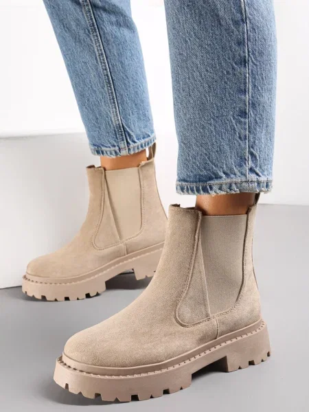 Botine cu talpă groasă Gosoga bej