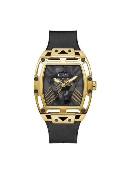 Lniany zegarek Guess czarny