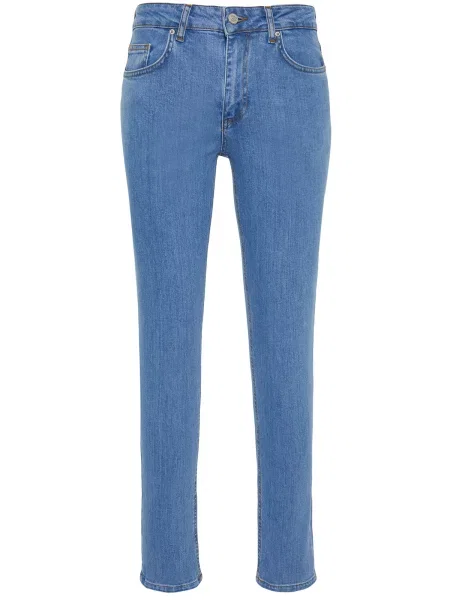 Skinny spodnie Trendyol ze stretchu niebieskie