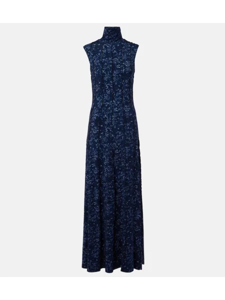 Rochie maxi Proenza Schouler cu imagine din jerseu de costum albastru